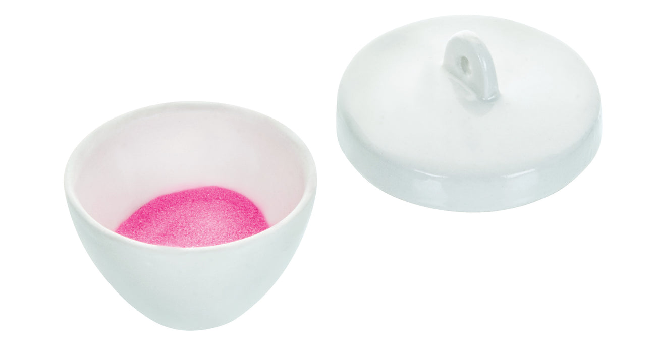 Eisco Labs Low Form Porcelain Crucible, 17 mL, with lid