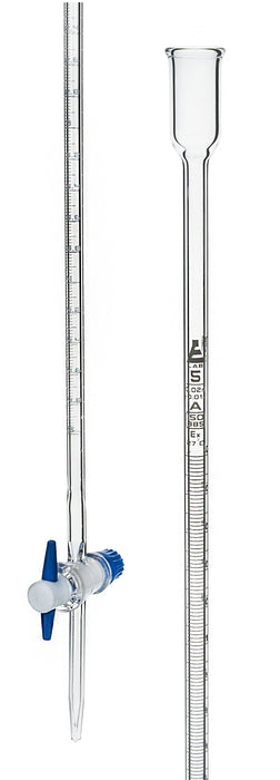 Micro Burette, 5mL - ASTM, Class A - Straight Bore, PTFE Stopcock - Borosilicate Glass