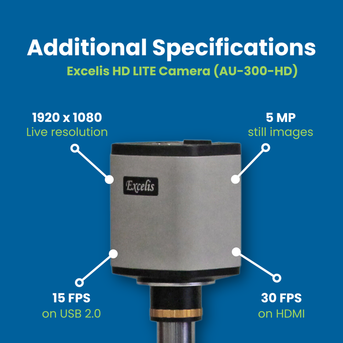 Digital Stereo Microscope with Camera, 3079-HD - 8-35X Zoom Magnification - 1080p HD Resolution - 5 MP Image & 15 FPS Video Capture - HDMI/USB 2.0 Outputs