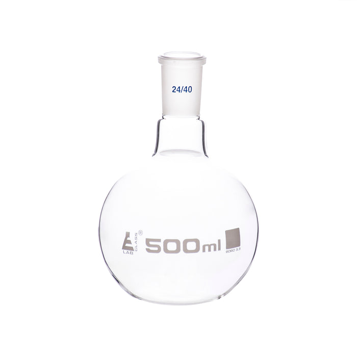 Boiling Flask, 500mL - 24/40 Joint - Flat Bottom, Ground Joint - Borosilicate Glass