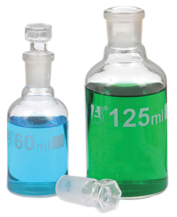 Bottle Reagent, made of borosilicate glass, narrow mouth with interchangeable hexagonal glass hollow stopper 2000ml., socket size 34/35