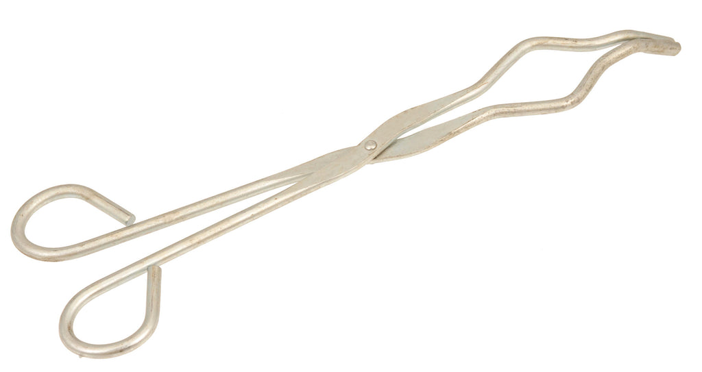 Crucible Tongs with Bow- Straight, Serrated Tips - Metal - 9.5 Long - Eisco Labs