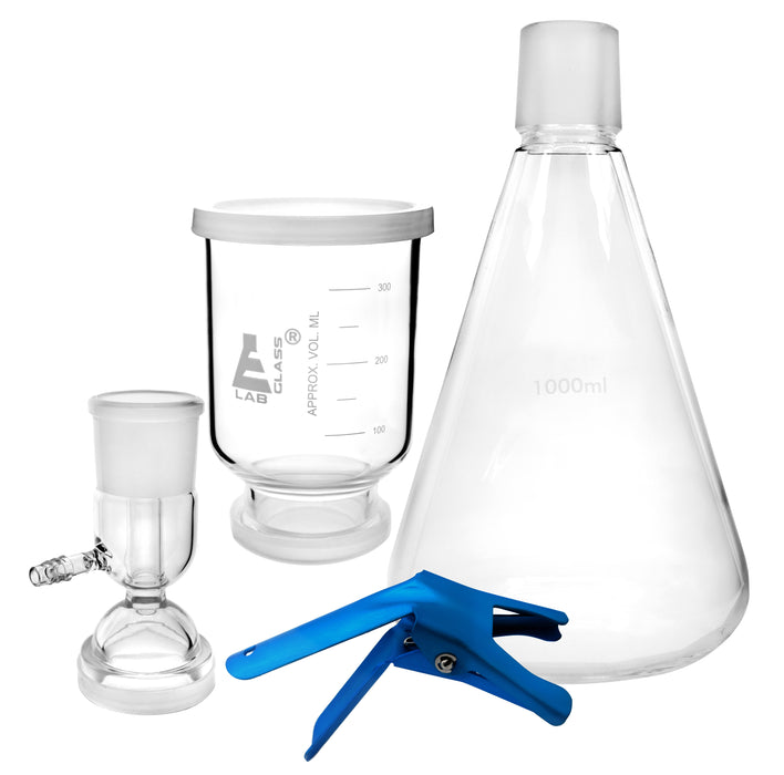 Filtration Assembly - 1000ml Flask, 300ml Funnel, 47mm Vacuum Base with Sintered Disk and 47mm Clamp