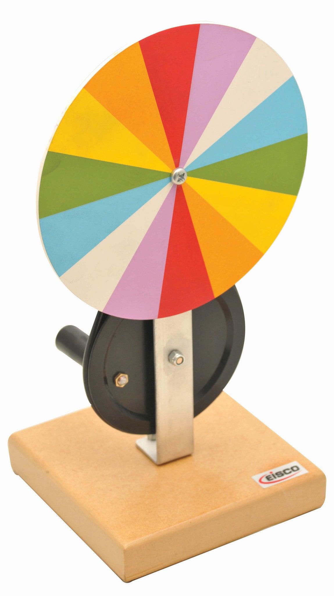 Newton's Color Disc, Hand Driven, Wooden Base, 13