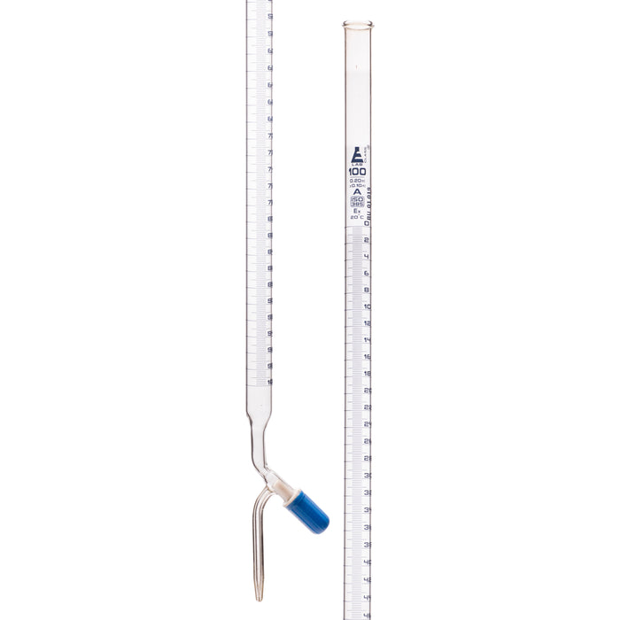 Burette, 100mL - Class A - With PTFE Needle Valve Rotaflow Stopcock - Blue Graduations - Borosilicate Glass