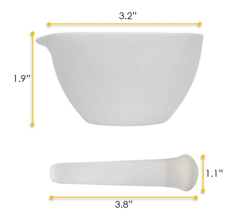 20PK Porcelain Mortar & Pestle Sets, 2oz - Unglazed Grinding Surface