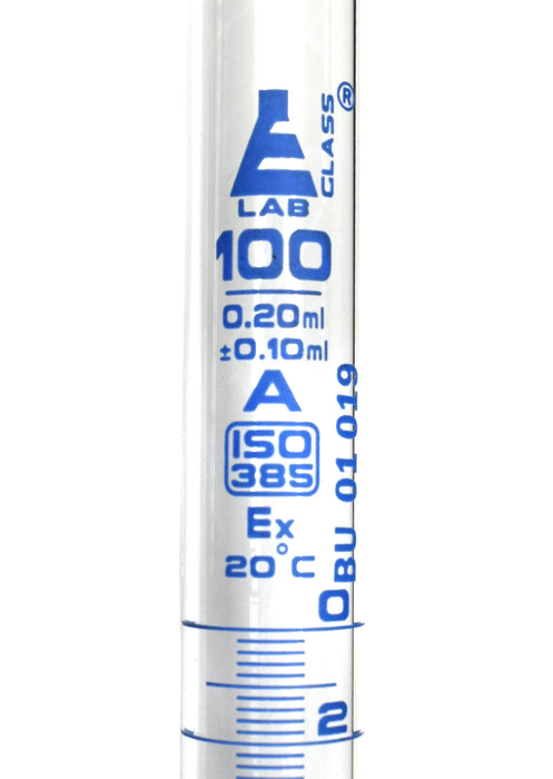 Burette, 100mL - Class A - With Stopcock - Blue Graduations - Borosilicate Glass