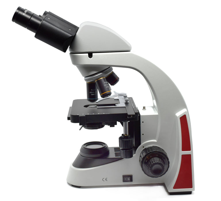 Premium Binocular Microscope - Finite Color Corrected Optical System, LED Illumination - 4X, 10X, 40X (S) and 100X Oil (S) - 30° inclined Siedentopf Head, 360° Rotatable - Eisco Labs