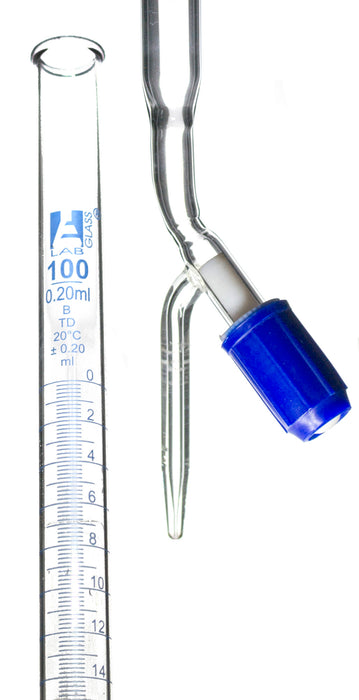 Burette, 100mL - Class B - With PTFE Needle Valve Rotaflow Stopcock - Blue Graduations - Borosilicate Glass