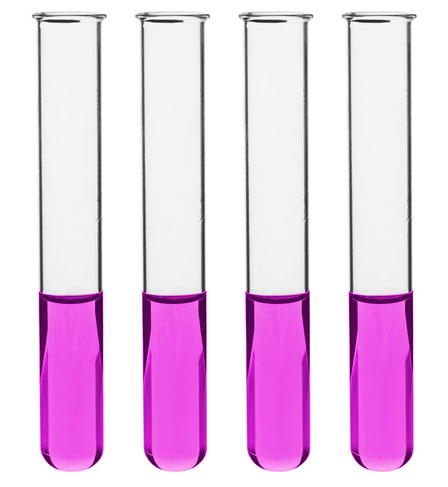 24PK Test Tubes, 25mL, 18x150mm - Rimmed - Light Wall, 1.2mm Thick - Borosilicate 3.3 Glass