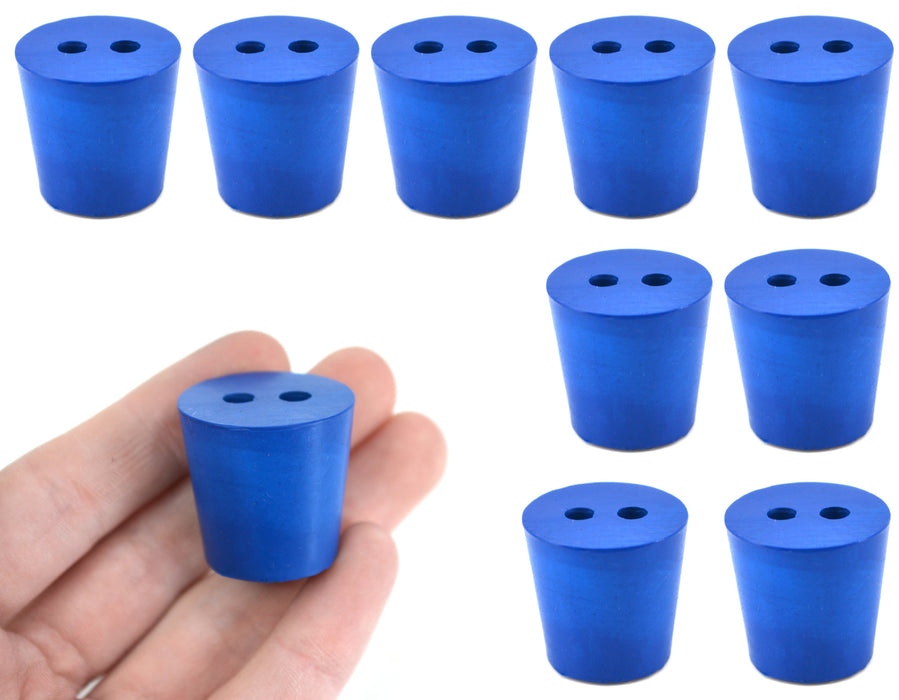 10PK Neoprene Stoppers, 2 Holes - ASTM - Size: #4 - 20mm Bottom, 26mm Top, 25mm Length