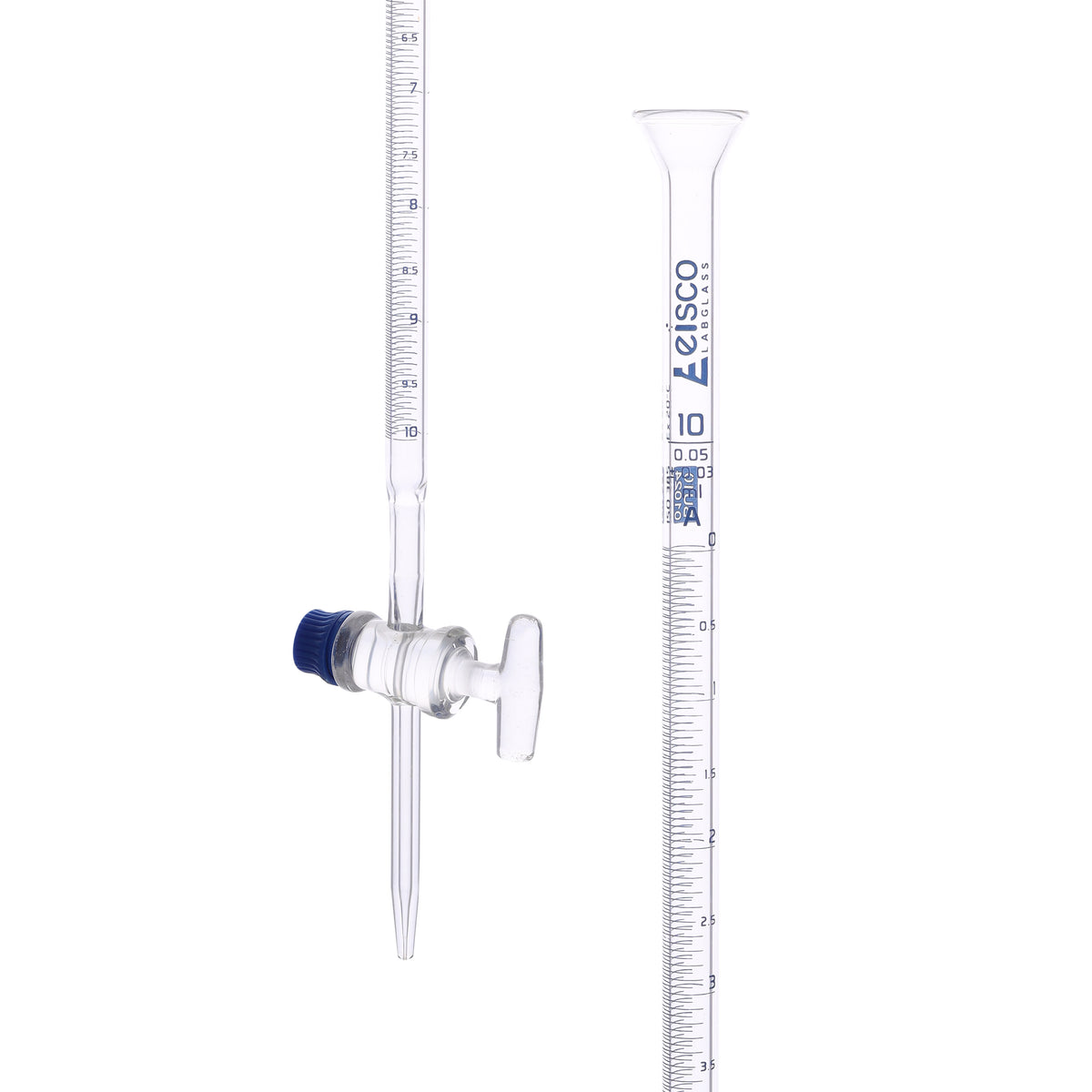 Burette, 10ml - Class A, DIN 385 Compliant, Glass Key Stopcock — hBARSCI