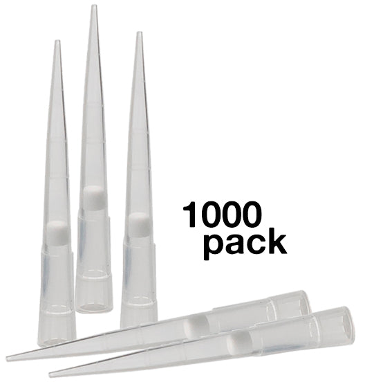 Filtered Micropipette Tips, 1,000pc - 100µl capacity - Non-Sterile - Autoclavable - Eisco Labs