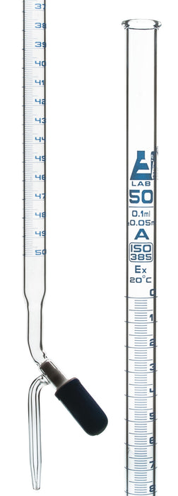 Burette, 50mL - Class A - With PTFE Needle Valve Rotaflow Stopcock - Blue Graduations - Borosilicate Glass