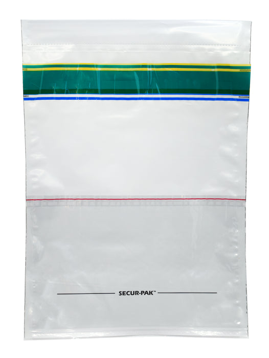 Secur-Pak Deposit Bags with Pocket - Pack of 100 - Premium, Level 4 Security Tamper Evident, White Security Bags - Self Sealing, Opaque 2.5 Mil Plastic - 9" x 12" - hBARSCI