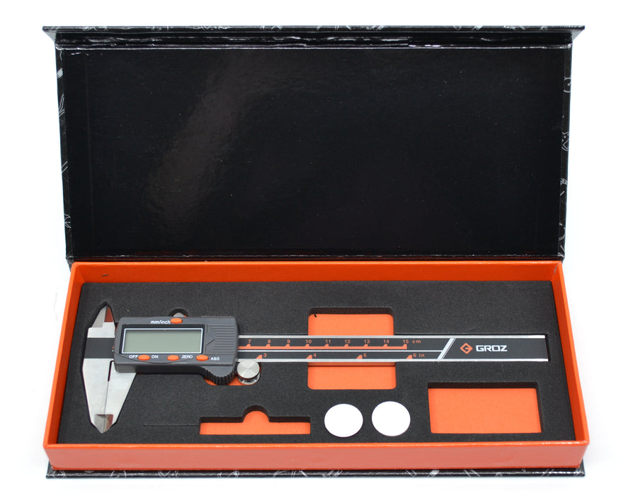 Premium Digital Vernier Caliper, 0.001" Accuracy, Includes Storage or Gift Case, Hardened Stainless Steel - Eisco Labs