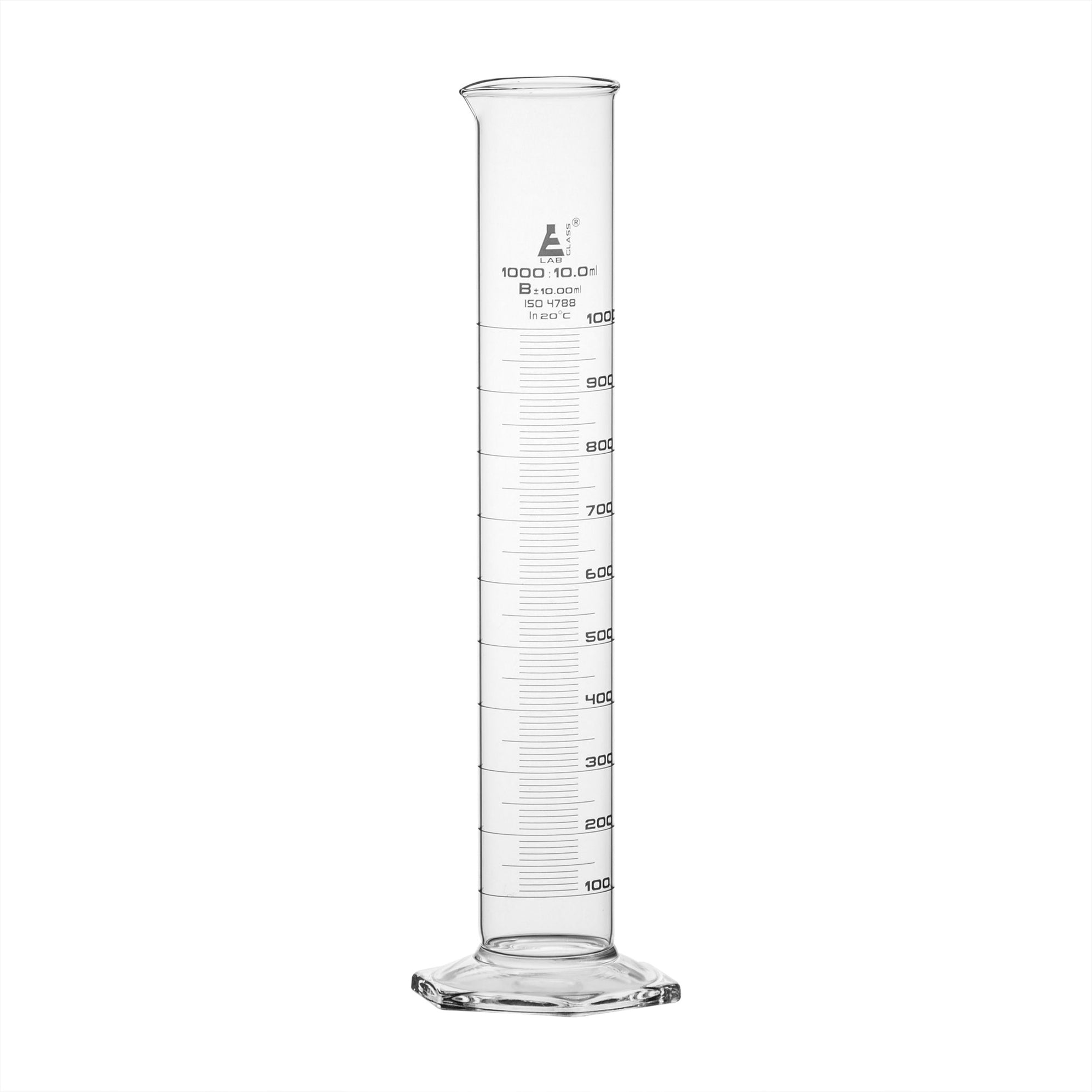 1000ml Measuring Cylinder - Class B, ISO 4788, Hex Base - Eisco Labs ...