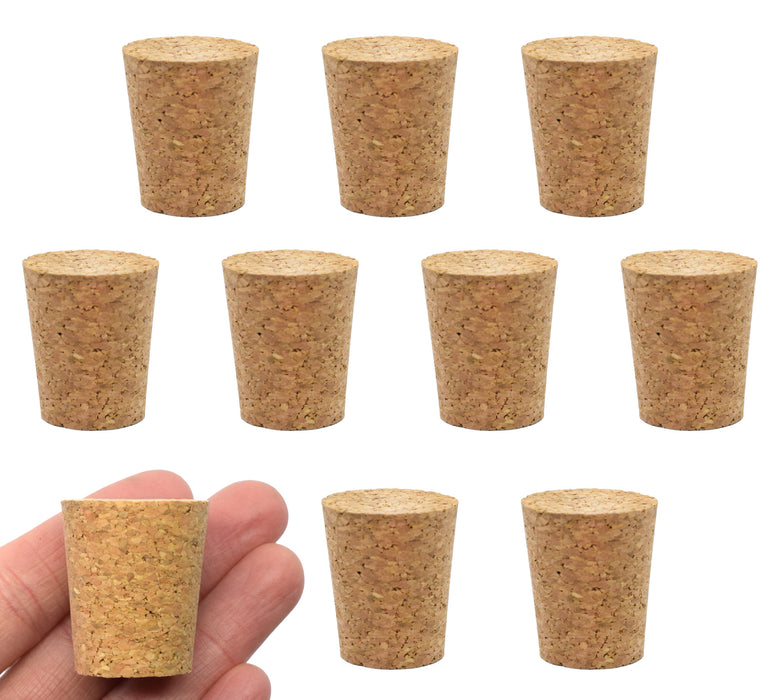 10PK Cork Stoppers, Size #11 - 21mm Bottom, 27mm Top, 31mm Length - Tapered Shape