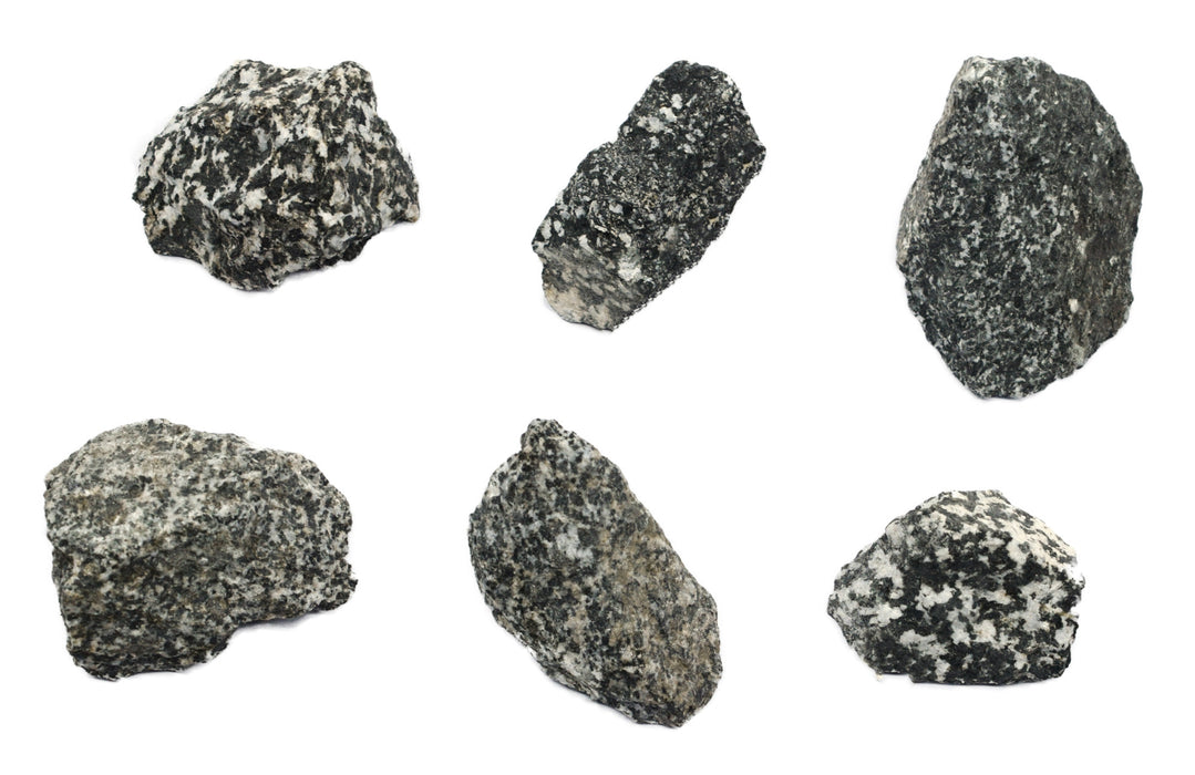 6PK Raw Diorite, Igneous Rock Specimens, ± 1" Each