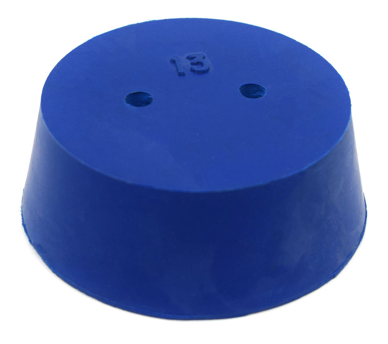 10PK Neoprene Stoppers, 2 Holes - ASTM - Size: #13 - 58mm Bottom, 68mm Top, 25mm Length