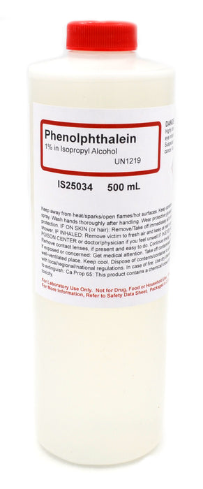 1% Phenolphthalein Solution, 500mL - Alcoholic - The Curated Chemical Collection