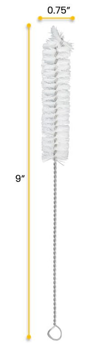 Bristle Cleaning Brush, 9" - Fan Shaped End - 0.75" Diameter