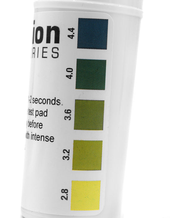 Wine pH Test Strips, Vial of 100 - Measures pH Ranging from 2.8 - 4.4 - Eisco Labs