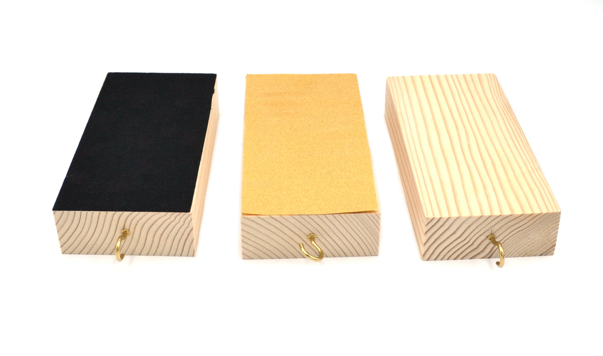 Wooden Friction Block Set - Wood, Sandpaper and Felt Surfaces - Measure 6 x 3 x 1.25" Each -Made in the USA