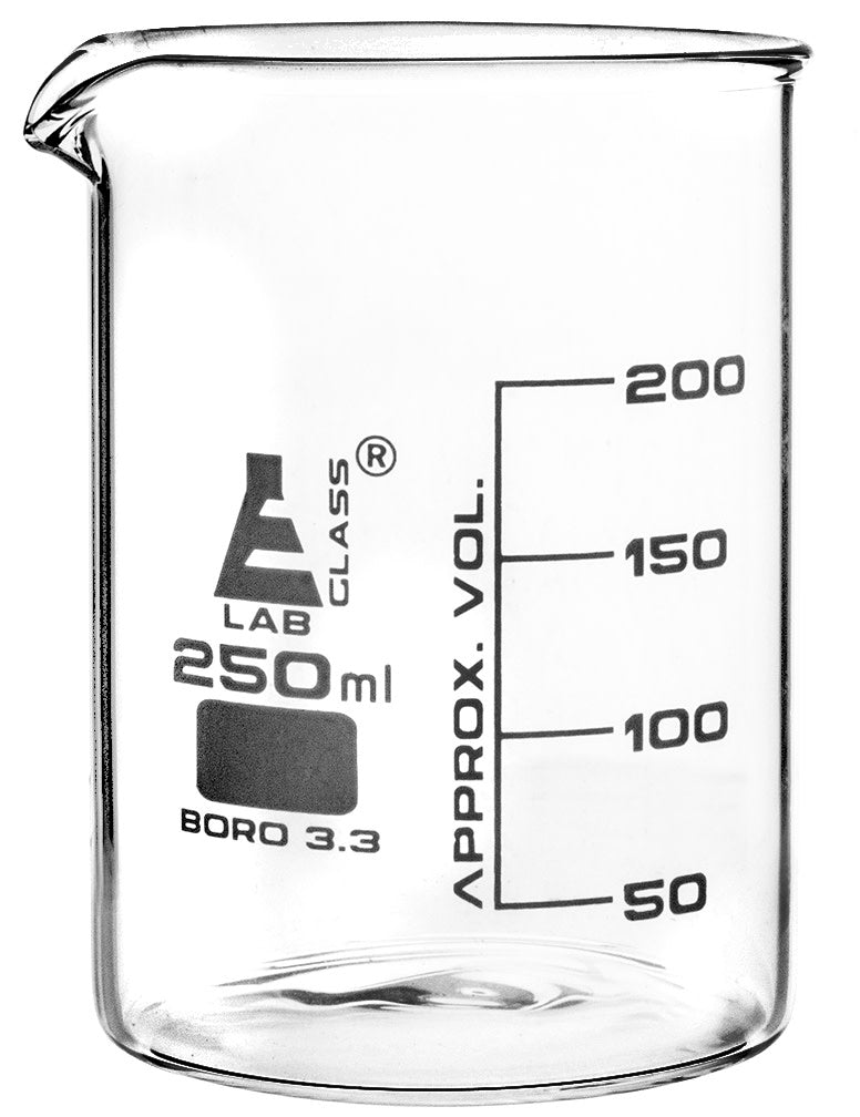 Eisco Beaker 250ml Borosilicate Glass 50ml Graduation Low Form — Hbarsci 0288