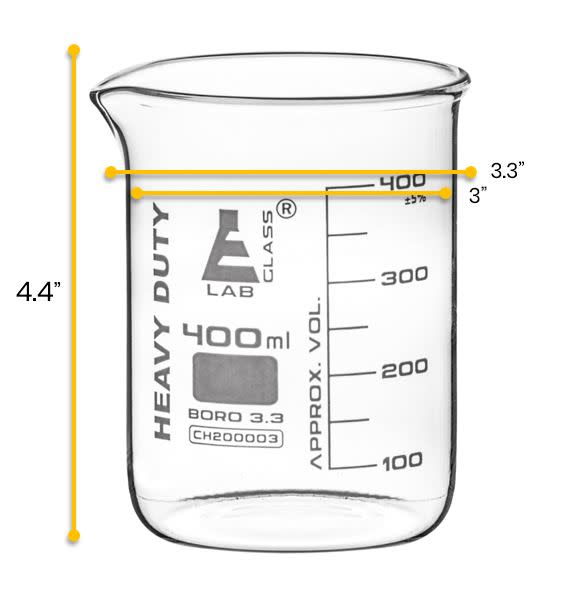 Heavy Duty Beaker, 400ml - 5mm Thick, Uniform Walls - Graduated - Borosilicate Glass