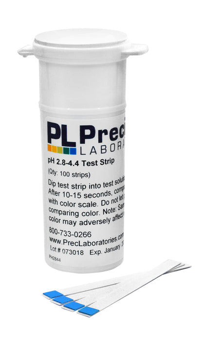 Wine pH Test Strips, Vial of 100 - Measures pH Ranging from 2.8 - 4.4 - Eisco Labs